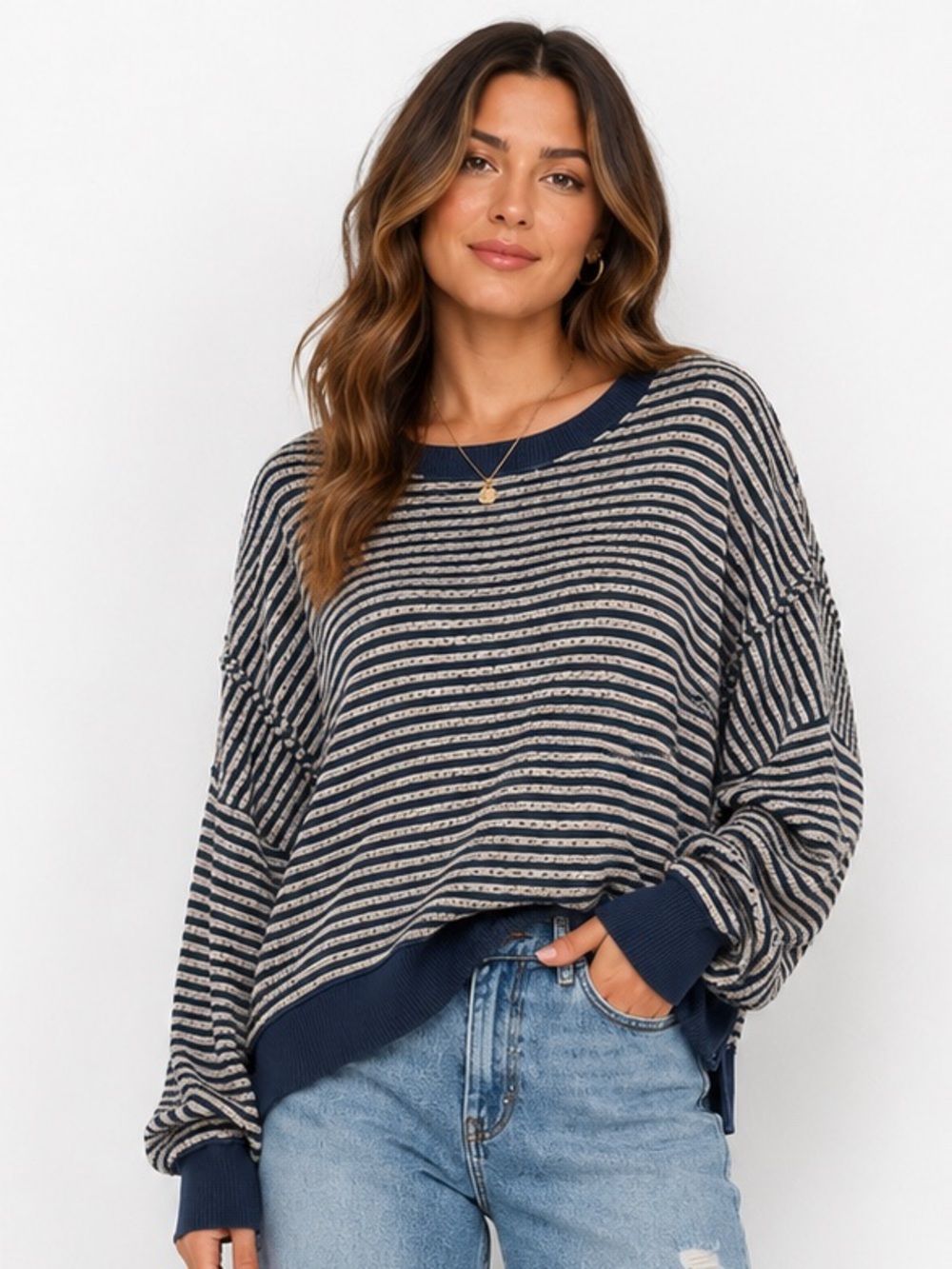 American Eagle Outfitters Striped Crewneck Sweater oversized medium